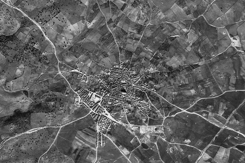 Ortofoto de 1956-1957 del núcleo de Malpartida de Plasencia