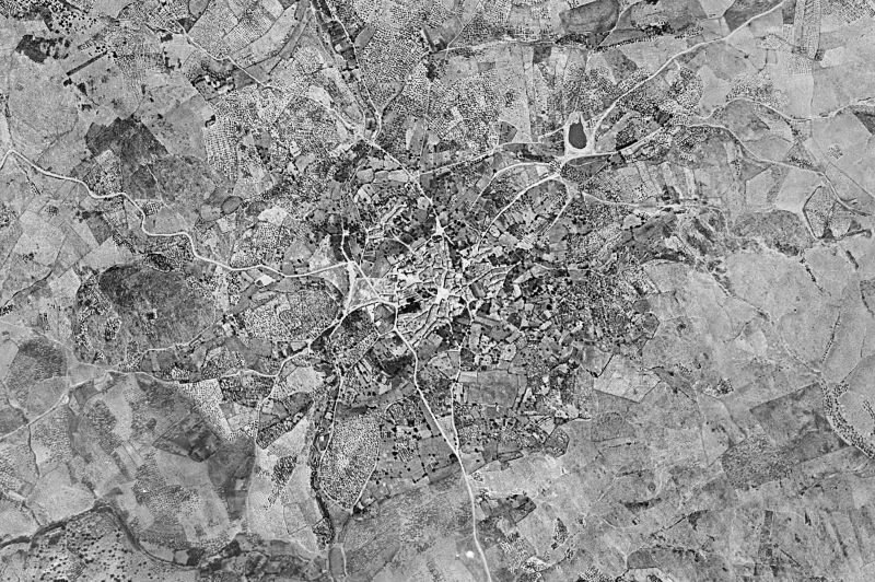 Ortofoto de 1956-1957 del núcleo de Mohedas de Granadilla