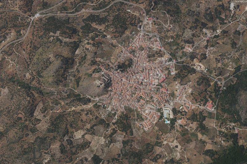Ortofoto actual del núcleo de Montánchez