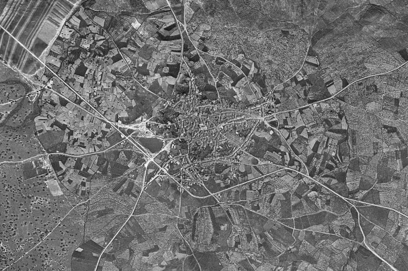 Ortofoto de 1956-1957 del núcleo de Montehermoso