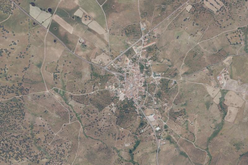 Ortofoto actual del núcleo de Oliva de Plasencia