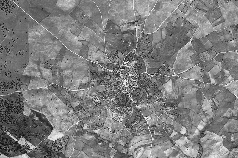 Ortofoto de 1956-1957 del núcleo de Oliva de Plasencia