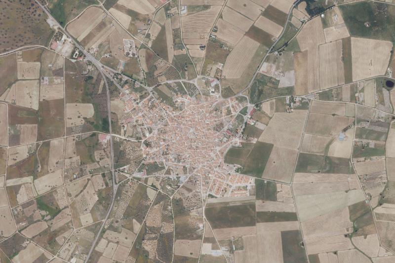Ortofoto actual del núcleo de Peraleda de la Mata