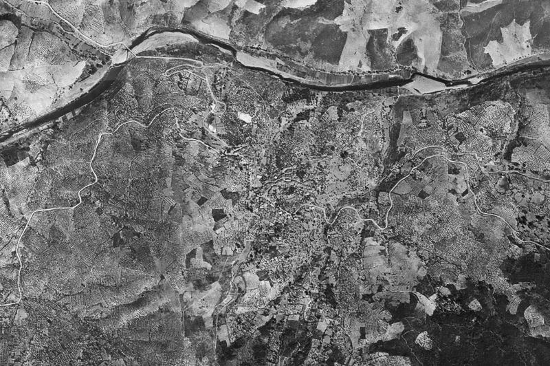 Ortofoto de 1956-1957 del núcleo de La Pesga