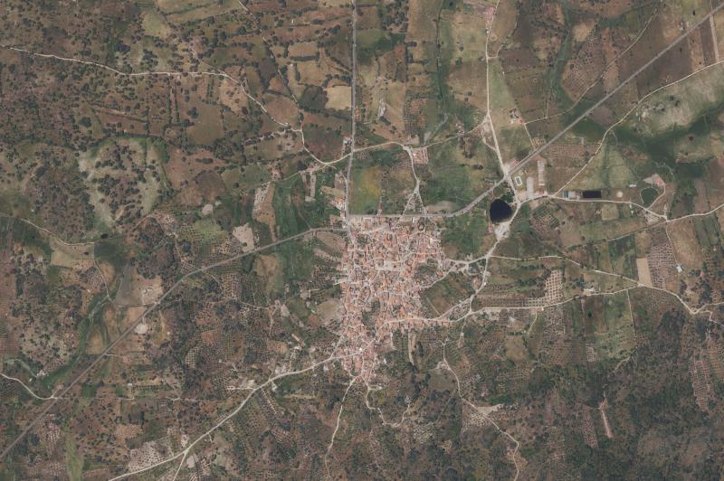 Ortofoto actual del núcleo de Robledillo de Trujillo