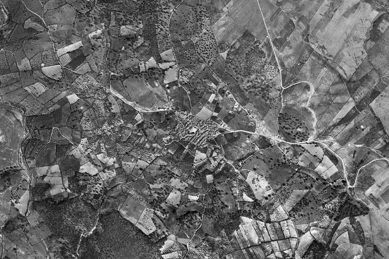 Ortofoto de 1956-1957 del núcleo de Romangordo