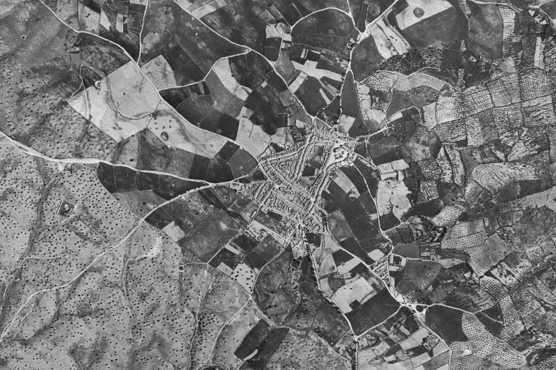 Ortofoto de 1956-1957 del núcleo de Santiago de Alcántara