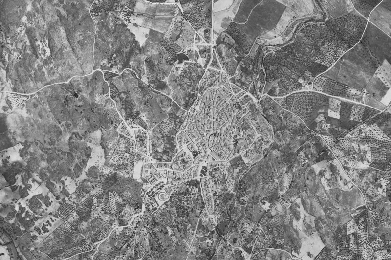 Ortofoto de 1956-1957 del núcleo de Valencia de Alcántara