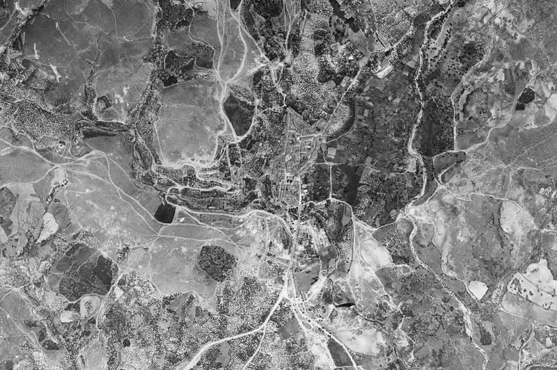 Ortofoto de 1956-1957 del núcleo de Valverde del Fresno