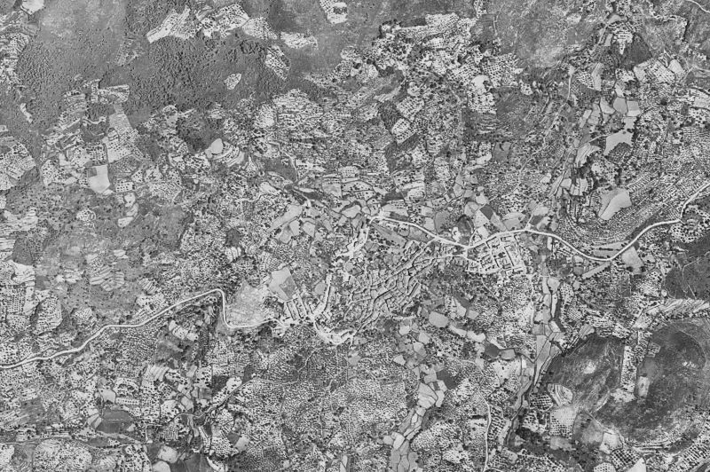 Ortofoto de 1956-1957 del núcleo de Villanueva de la Vera
