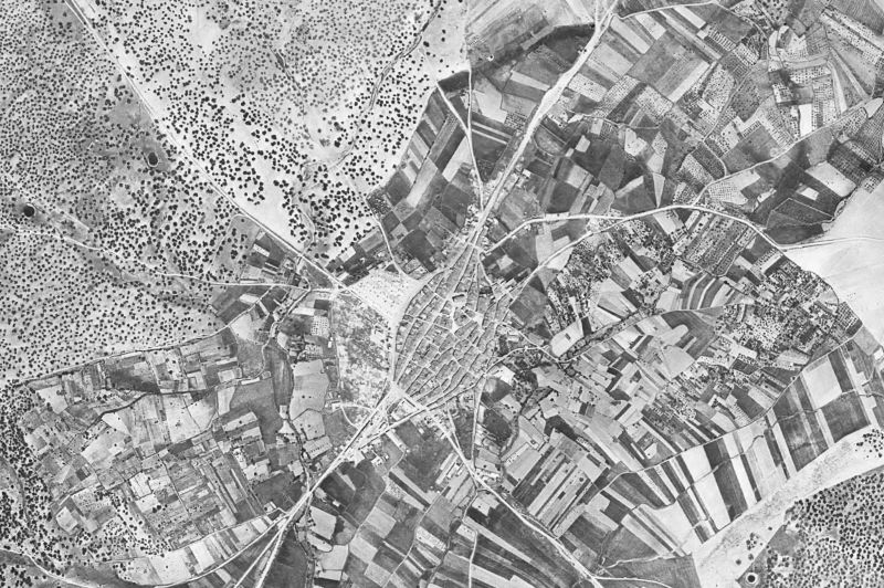 Ortofoto de 1956-1957 del núcleo de Zarza de Granadilla