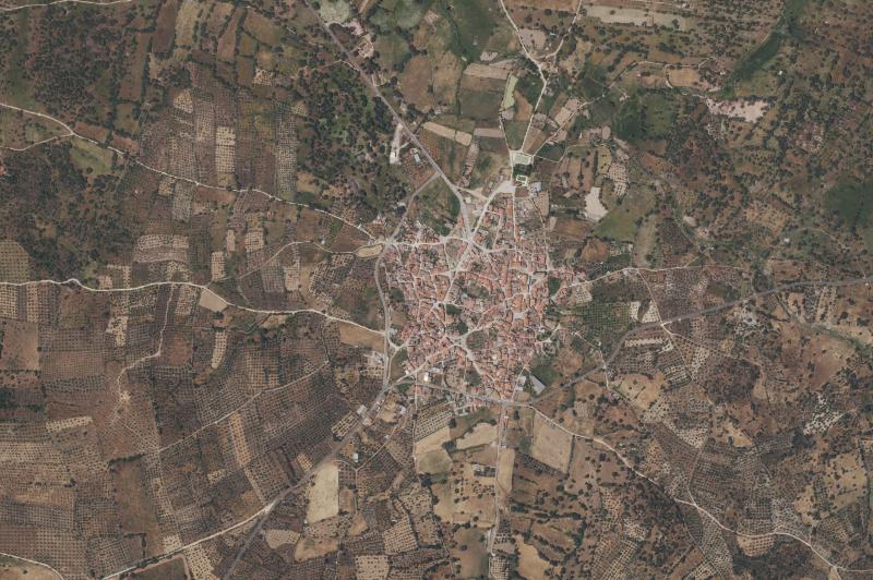 Ortofoto actual del núcleo de Zarza de Montánchez