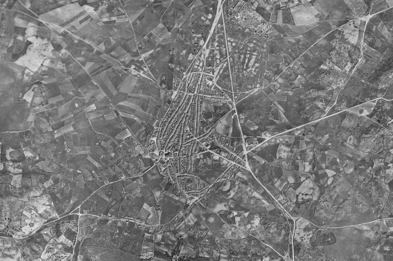 Ortofoto de 1956-1957 del núcleo de Zarza la Mayor