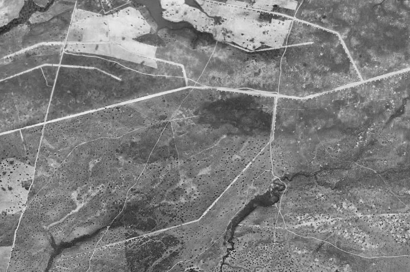 Ortofoto de 1956-1957 del núcleo de Pueblonuevo de Miramontes