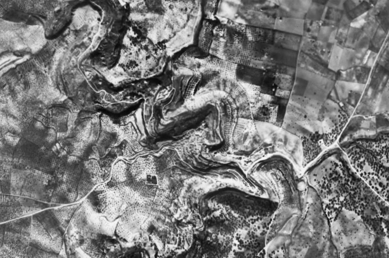 Ortofoto de 1956-1957 del núcleo de Setenil de las Bodegas