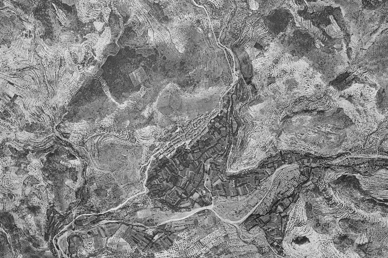 Ortofoto de 1956-1957 del núcleo de Algimia de Almonacid