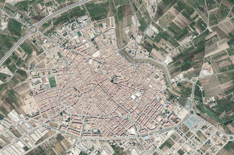 Ortofoto actual del núcleo de Borriana/Burriana