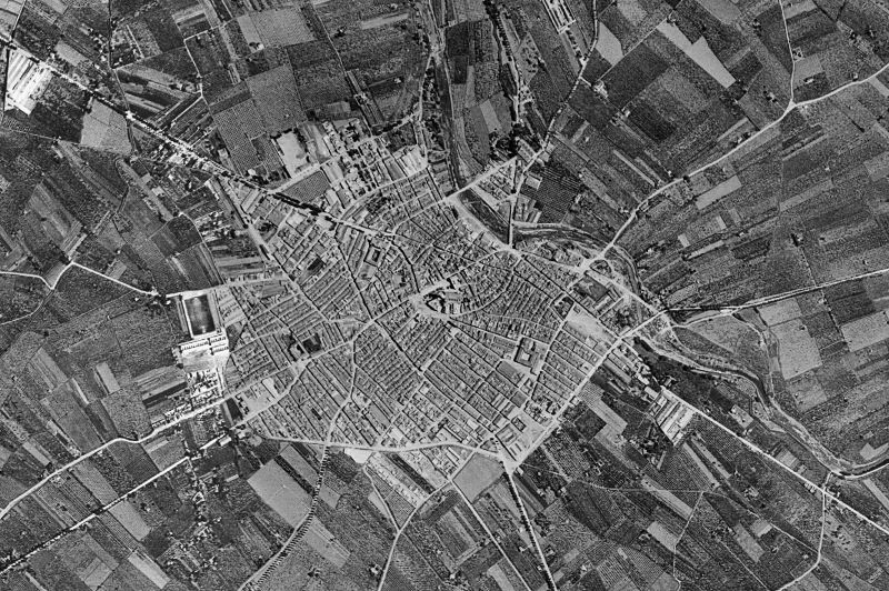 Ortofoto de 1956-1957 del núcleo de Borriana/Burriana