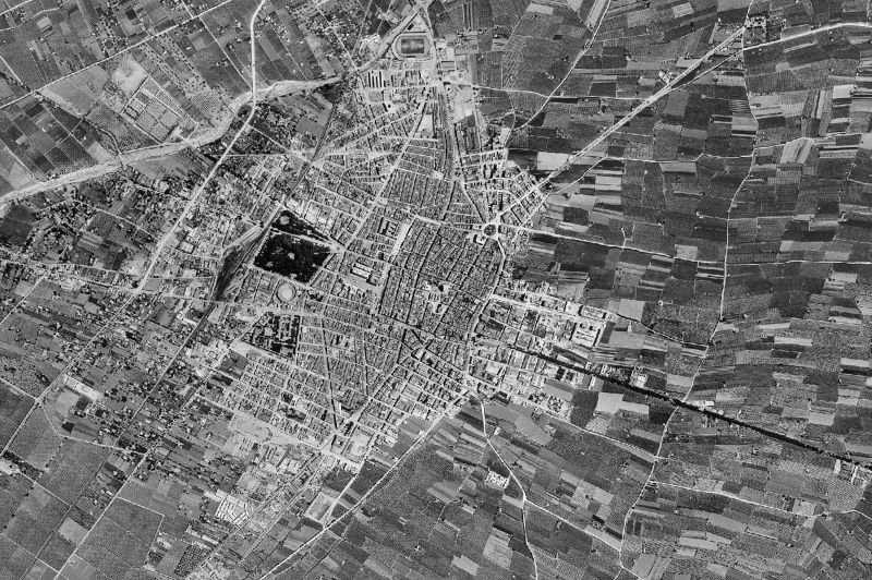 Ortofoto de 1956-1957 del núcleo de Castelló de la Plana/Castellón de la Plana