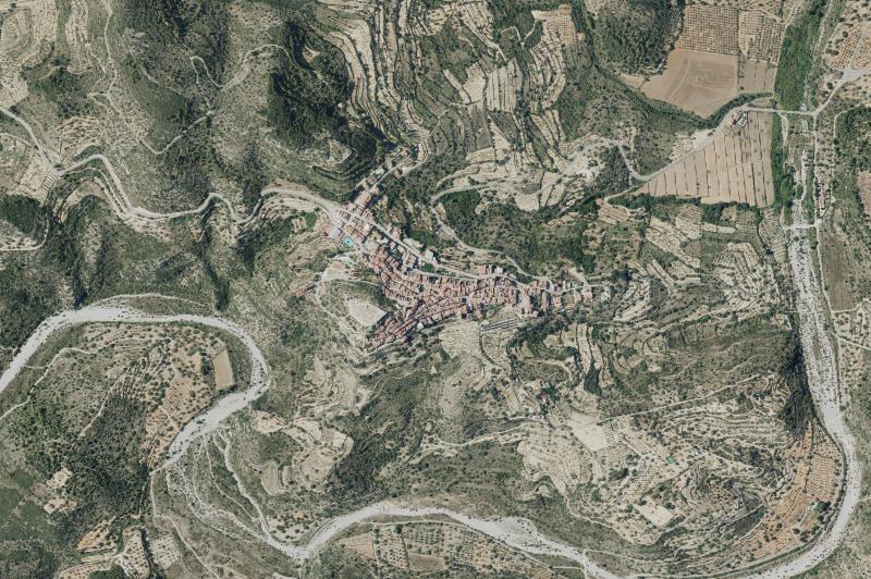Ortofoto actual del núcleo de Cervera del Maestre
