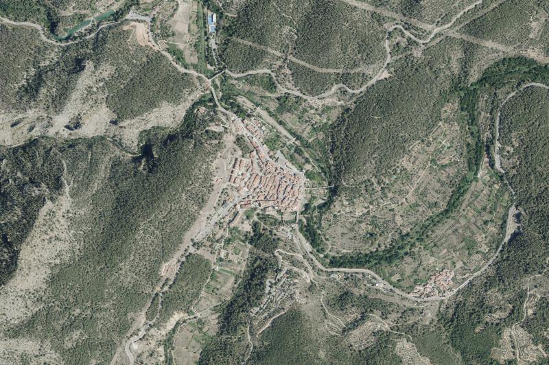 Ortofoto actual del núcleo de Montanejos