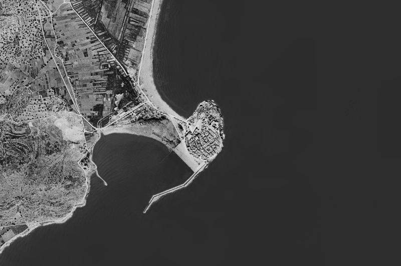Ortofoto de 1956-1957 del núcleo de Peníscola/Peñíscola