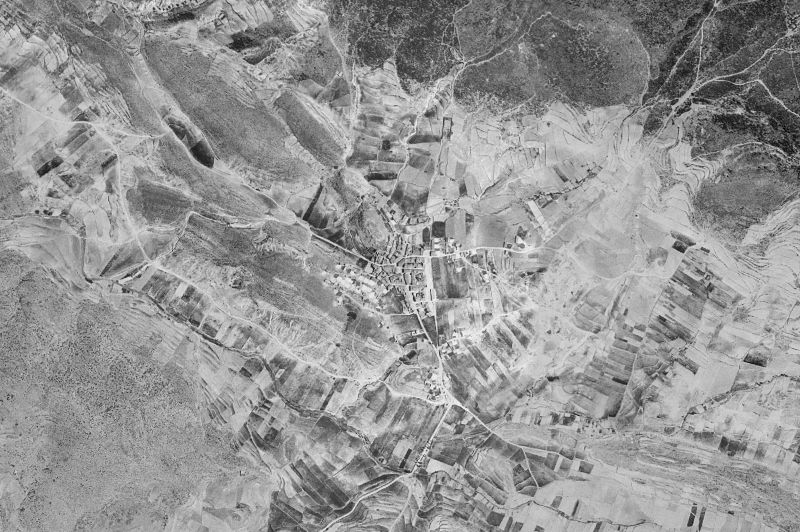 Ortofoto de 1956-1957 del núcleo de Pina de Montalgrao