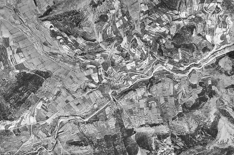 Ortofoto de 1956-1957 del núcleo de La Pobla de Benifassà