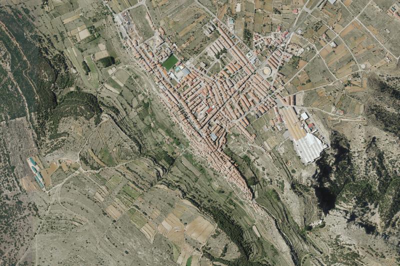 Ortofoto actual del núcleo de Vilafranca/Villafranca del Cid