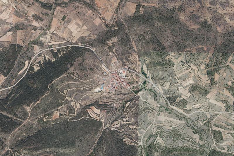 Ortofoto actual del núcleo de Villanueva de Viver
