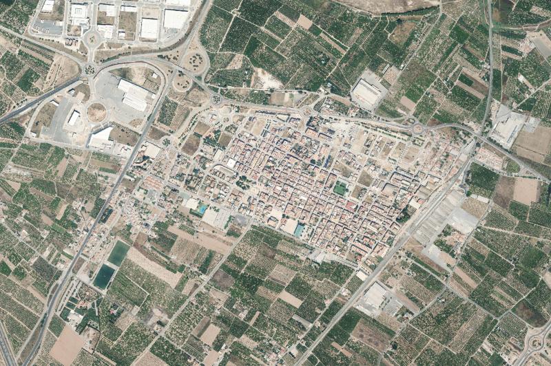Ortofoto actual del núcleo de Les Alqueries/Alquerías del Niño Perdido