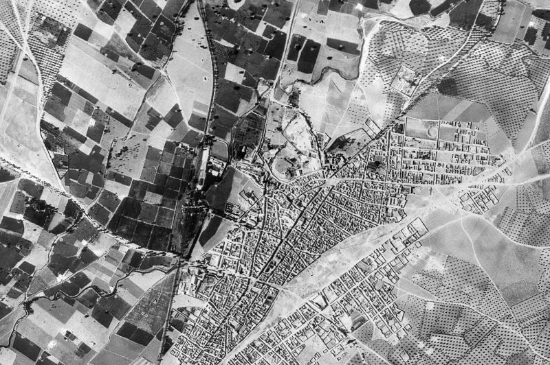 Ortofoto de 1956-1957 del núcleo de Malagón