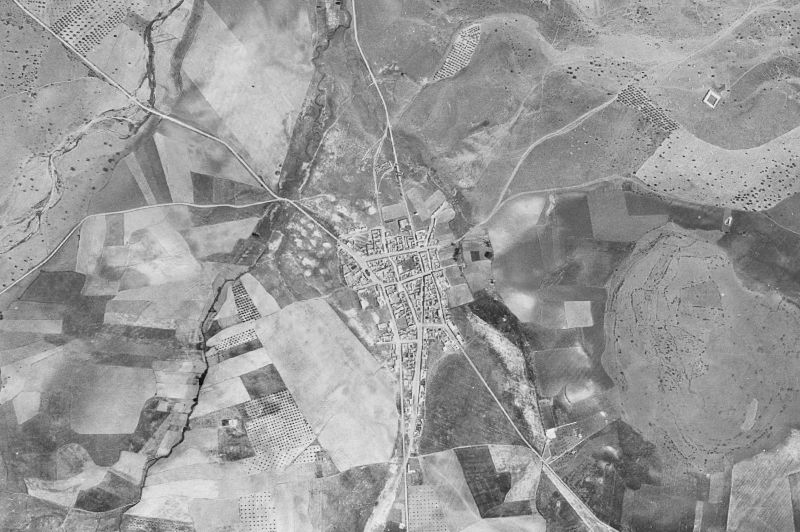Ortofoto de 1956-1957 del núcleo de Los Pozuelos de Calatrava