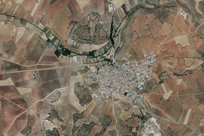 Ortofoto actual del núcleo de Santa Cruz de los Cáñamos