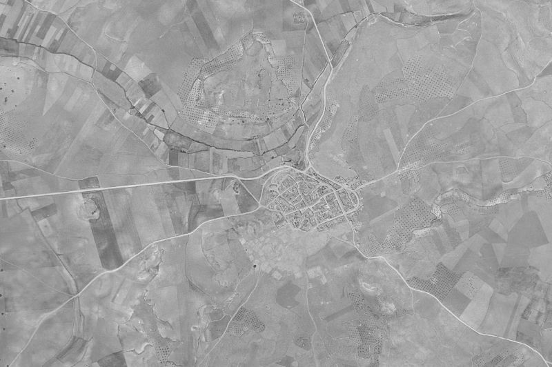 Ortofoto de 1956-1957 del núcleo de Santa Cruz de los Cáñamos