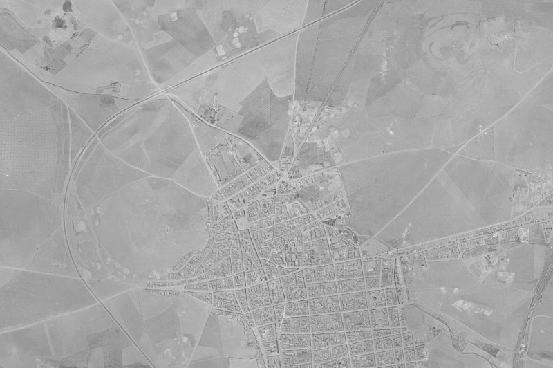 Ortofoto de 1956-1957 del núcleo de Santa Cruz de Mudela