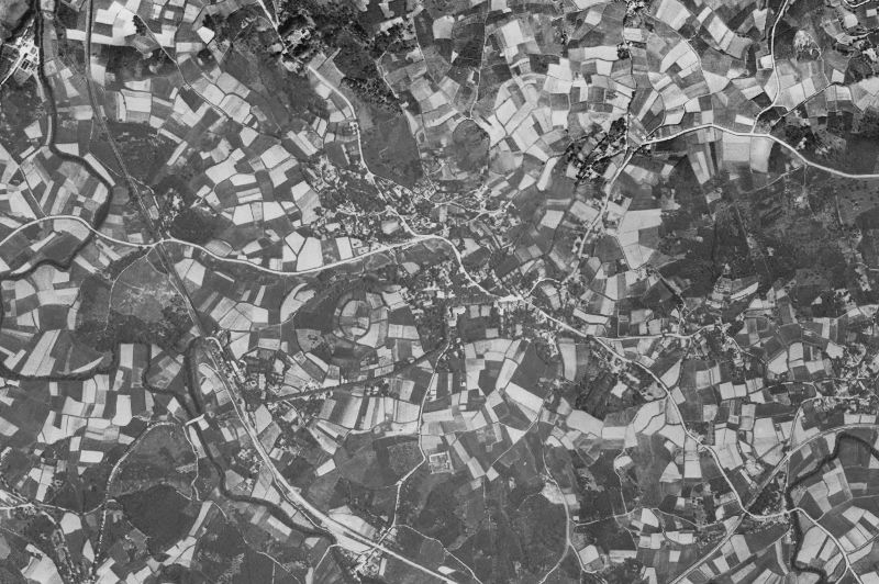 Ortofoto de 1956-1957 del núcleo de Cambre