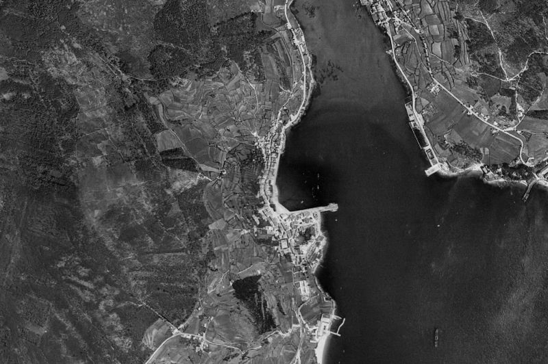 Ortofoto de 1956-1957 del núcleo de Corcubión