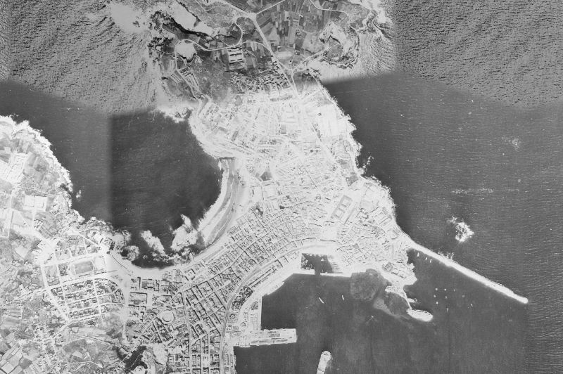 Ortofoto de 1956-1957 del núcleo de A Coruña