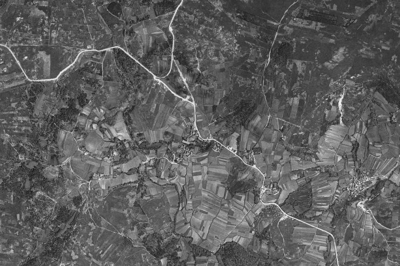Ortofoto de 1956-1957 del núcleo de Dumbría