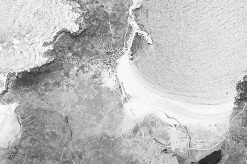 Ortofoto de 1956-1957 del núcleo de Laxe