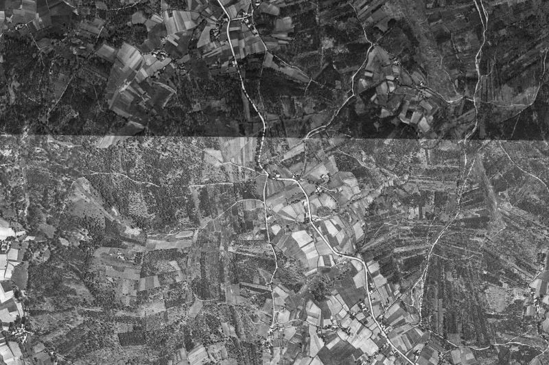 Ortofoto de 1956-1957 del núcleo de Monfero