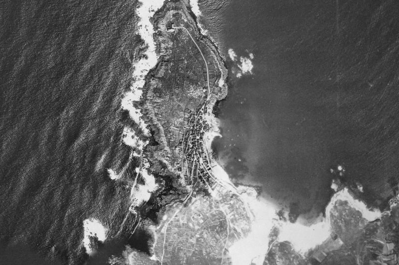 Ortofoto de 1956-1957 del núcleo de Muxía