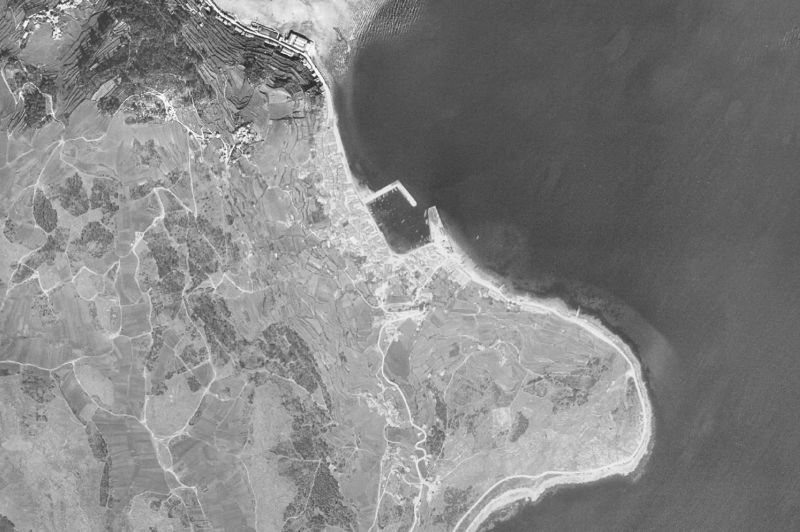 Ortofoto de 1956-1957 del núcleo de Muros
