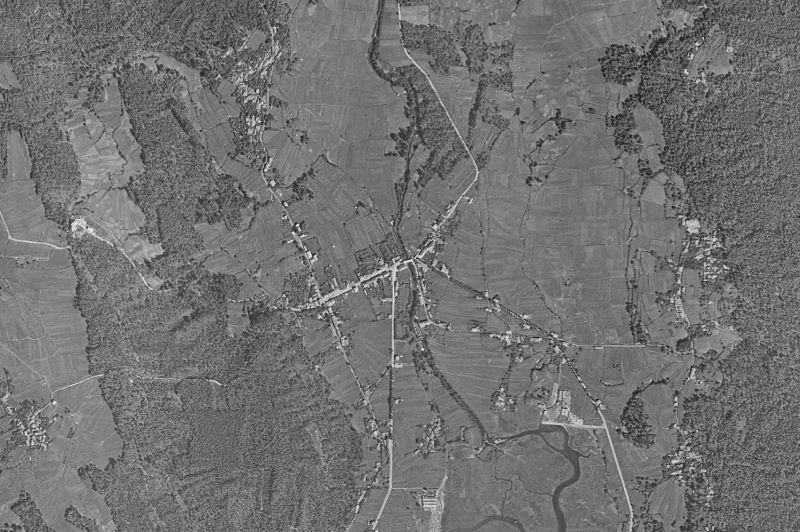 Ortofoto de 1956-1957 del núcleo de Outes