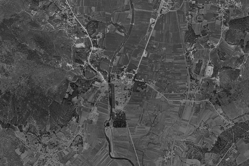 Ortofoto de 1956-1957 del núcleo de Padrón