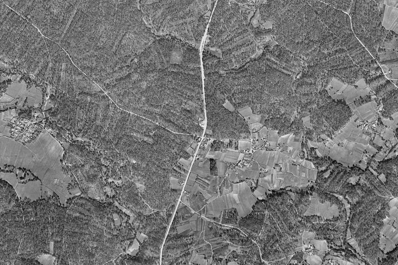 Ortofoto de 1956-1957 del núcleo de Teo