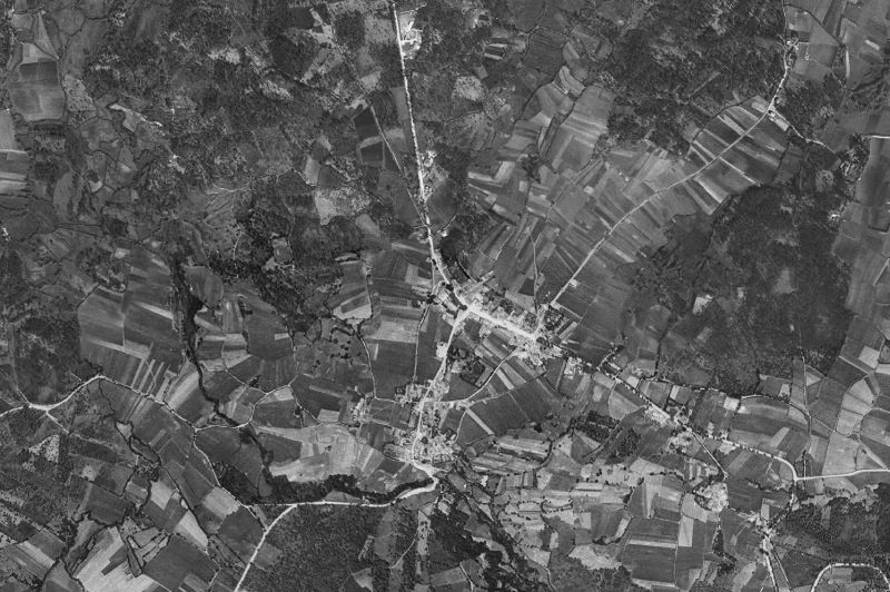 Ortofoto de 1956-1957 del núcleo de Zas