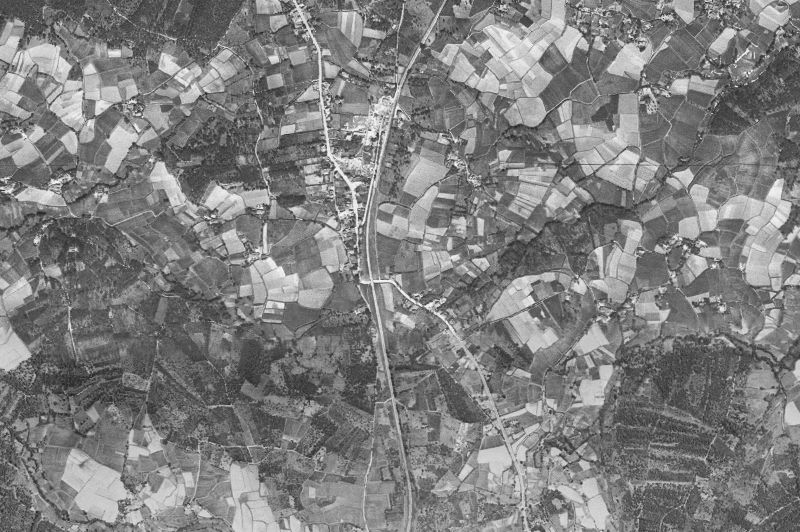 Ortofoto de 1956-1957 del núcleo de Oza-Cesuras