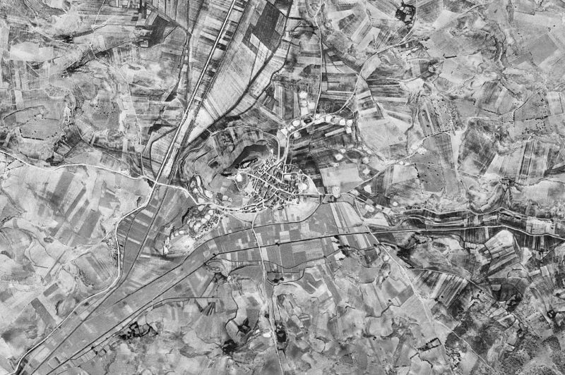 Ortofoto de 1956-1957 del núcleo de Huerta de la Obispalía